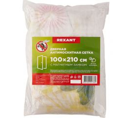 Дверная антимоскитная сетка с магнитным замком REXANT 210x100 см, белая с цветами 71-0224 