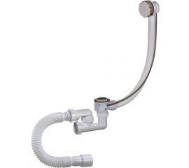 Сифон для ванны ORIO 1 1/2х40 полуавтомат, регулируемый с переливом и гибкой трубой 40/50 А-28089 