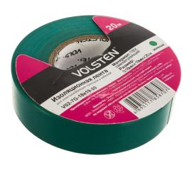 Изолента Volsten V02-7G-18х19-20 0,18х19 мм, зеленая, 20 метров 9786 