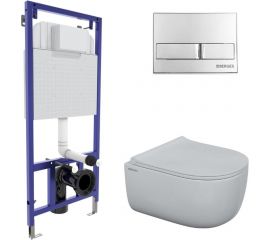 Комплект инсталляция Berges NOVUM, кнопка L3, унитаз EGO Rimless 047213 