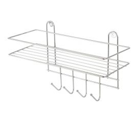 Настенная полка Рыжий кот Lecco Plus 33*12,5*21 см 4 крючка хром 310865 