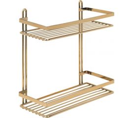 Полка в ванную TEKNO-TEL ES067G прямая, 2 яруса, 25х12х27, золотистый ES067G 