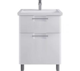 Напольная тумба для ванной комнаты Sanstar уника 60 с раковиной фостер 60 (комплект) белая 375.1-1.4.1.КФОС 