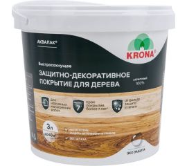 Защитно-декоративный лак для дерева KRONA Аквалак (бесцветный; 3 л) 66360403 
