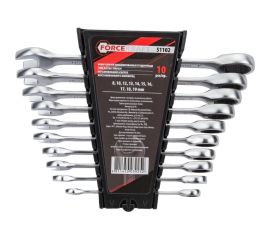 Набор комбинированных трещоточных ключей Forcekraft FK-51102 8,10,12-19 мм, в пластиковом держателе, 10 предметов 51236 