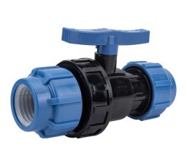 Шаровой компрессионный кран Политэк разъемный d 50 тпк-аква 555220050 