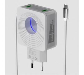 СЗУ More Choice 2USB 2.1A для micro USB со встроенным кабелем и LED подсветкой NC48mw 