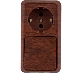 Бло: розетка с выключателем Intro Quadro 2-701-10 горизонтальный 16А-250В, IP20, открытая установка, венге, Б0053868 