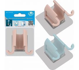 Держатель душевой лейки МУЛЬТИДОМ с 2 крючками, размер 3x4х4,5 см., 2 цвета в ассортименте VL34-182 