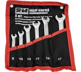 Набор комбинированных ключей REDMARK 8, 10, 12, 14, 17 мм, холодный штамп, CR-V, в сумке, 6 шт. RM3240635 