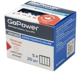 Батарейка GoPower LR03 AAA мизинчиковые Alkaline 1.5V 20 штук 00-00017749 