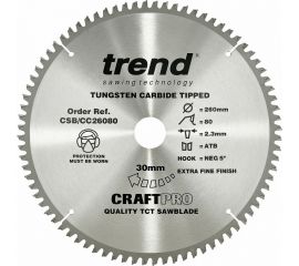 Диск пильный по дереву (260х30 мм; 80 зубьев) TREND CSB/CC26080 