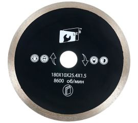 Диск алмазный сплошной тонкий для керамогранита 180х10х25.4х1.5 мм S.E.B. S84716 
