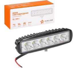 Светодиодная прямоугольная фара Airline 6 LED рассеянный свет, 18 Вт, 157x42x40 мм, 12/24 В ALED005 