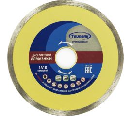Диск алмазный сплошной по керамике 180x22.23x5 мм, мокрый рез Tsunami DD0010180022005 