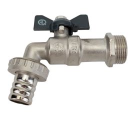 Шаровой кран AQUALINK водоразборный, под шланг, 3/4 W h B бабочка 1490 