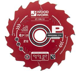 Диск пильный по дереву 190x30x1.8/1.1 мм, A=18° ATB + 8° SHEAR Z=12 WOODWORK 27.190.12 