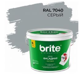 Фасадная колерованная краска BRITE PROFESSIONAL серая RAL 7040, матовая, ведро 9 л/13.4 кг О05685 