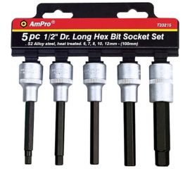 Набор головок с длинным шестигранником 1/2, 5 предметов AmPro T33215 