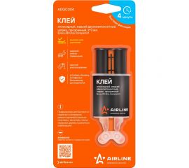 Клей эпоксидный Airline жидкий двухкомпонентный,шприц, прозрачный, 2x3 мл. ADGC004 