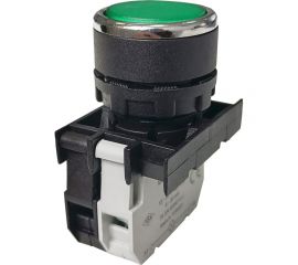 Нажимная круглая кнопка Ema зелёная, 250В AC, 4А,12-30В AC/DC, 10шт. B190DY 