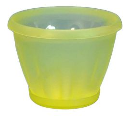 Горшок с поддоном Материя Пластика Знатный полупрозрачный желтый, диам. 140 мм, 1 л 042753 