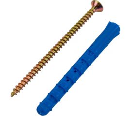 Набор для крепления ВИРТУОЗ дюбель 6x60 К, шуруп 4x70 потайная головка, желтый цинк, 80 шт. 550-11879 