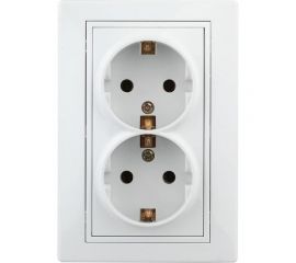 Розетка Intro 1Э20501 2х2PE Schuko, 16А, 250В, СУ, б.л., Plano, белый Б0038830 