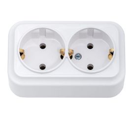 Розетка Bylectrica 2-местная ОУ с заз.конт., серия ВАРИАНТ, белый, РА16-0142 