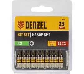 Набор бит PZ1, 25 мм, сталь S2, шестигранный профиль, 10 шт Denzel 11653 