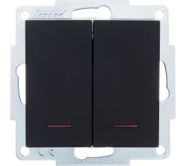 Двойной выключатель Lezard VESNA с подсветкой чёрный бархат 742-4288-112 