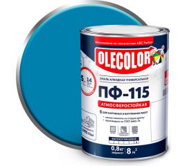 Эмаль OLECOLOR ПФ-115 голубой, 0.8 кг 4300000179 