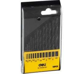 Набор сверл по металлу hss DH-MHZ013-ED1 1,5-6,5 мм, 13 шт, пластиковый кейс DELI 112191 