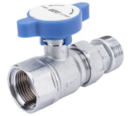 Шаровой кран FARс американкой, хром, 1"", синяя ручка FS 3052 1B 