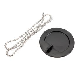 Пробка для ванны MasterProf черная с цепочкой из нержавеющей стали 45 см ИС.110625 