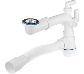 Сифон MasterProf телескопический со смещением для выпуска 48-52 мм, 1.1/2""х40 с нерж.решеткой, гофротрубой 40x40/50, с четырьмя отводами ИС.110632 