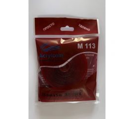 Акриловая лента Акрилком М113 прозрачный носитель, 0,8 мм х 15 мм х 5 м М113 15мм 