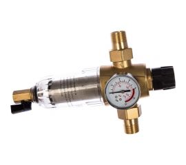 Фильтр 3/4, для холодной воды, с прямой промывкой, с манометром, d65 Гейзер Бастион 7508075233 32680 