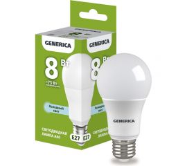 Светодиодная лампа GENERICA A60 груша 8Вт 230В 6500К E27 LL-A60-08-230-65-E27-G 