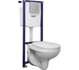 Подвесной унитаз Santeri Пэк Альфа с сиденьем полипропилен, инсталляция, панель хром глянец 1.3815.9.S00.00B.0 00061623 