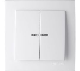 2-клавишный выключатель Nilson СУ с подсветкой, TOURAN-ALEGRA-THOR, белый 24111004 