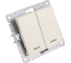 Двухклавишный выключатель UNIVersal с подсветкой серия афина, с/у, 10а, 220в, слоновая кость ivory еврослот A0123-I 