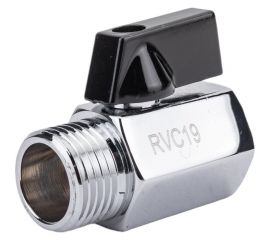 Прямой кран для бытовой техники Rvc (15) 1/2 г х 1/2 ш, мини (ручка черная) 13549 