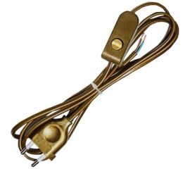 Шнур с вилкой и проходным выключателем ООО ""ОПТИКОМ ЭЛЕКТРИК"" золотой 1,8м 2x0,75мм2 1403.0799 