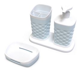 Набор для ванной комнаты ПОЛИМЕРБЫТ REEF на подставке 4 предмета, цвет в ассортименте 4337133 