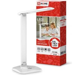Настольный светодиодный светильник IN HOME SIMPLE ССО-08Б 12Вт 600Лм сенсорный, с адаптером БЕЛЫЙ 4690612036557 