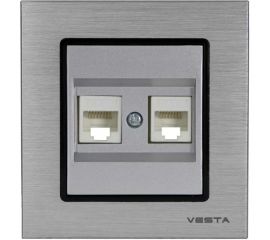 Двойная розетка Vesta Electric Exclusive Silver Metallic для сетевого кабеля LAN FRZ00041019SER 