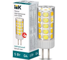 Светодиодная лампа IEK corn капсула 5вт 12в 4000к керамика g4 LLE-CORN-5-012-40-G4 