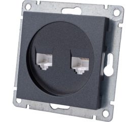 Компьютерная двухместная розетка UNIVersal серия афина с/у, 1а, rj45, графит еврослот A1086-Gr 