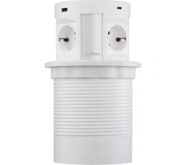 Полуавтоматический блок розеток Mebax 107J 4 секции Серебро+Белый d120мм 2 USB А + 2 USB С беспроводная 00-00001171 